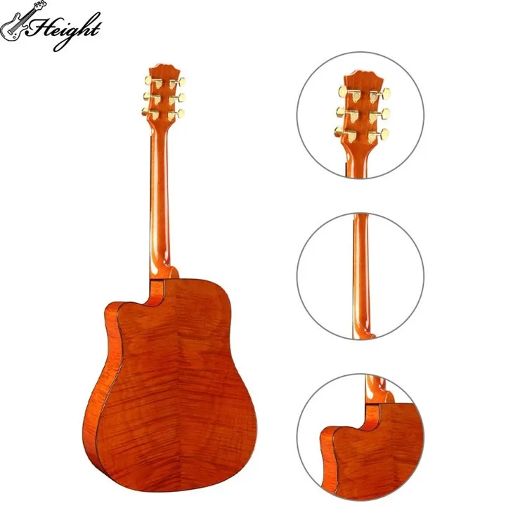 Custom Guitar All Solid Best Acoustic Guitar Brands 41inch Solid Top Cutaway Acoustic Flamed Okoume