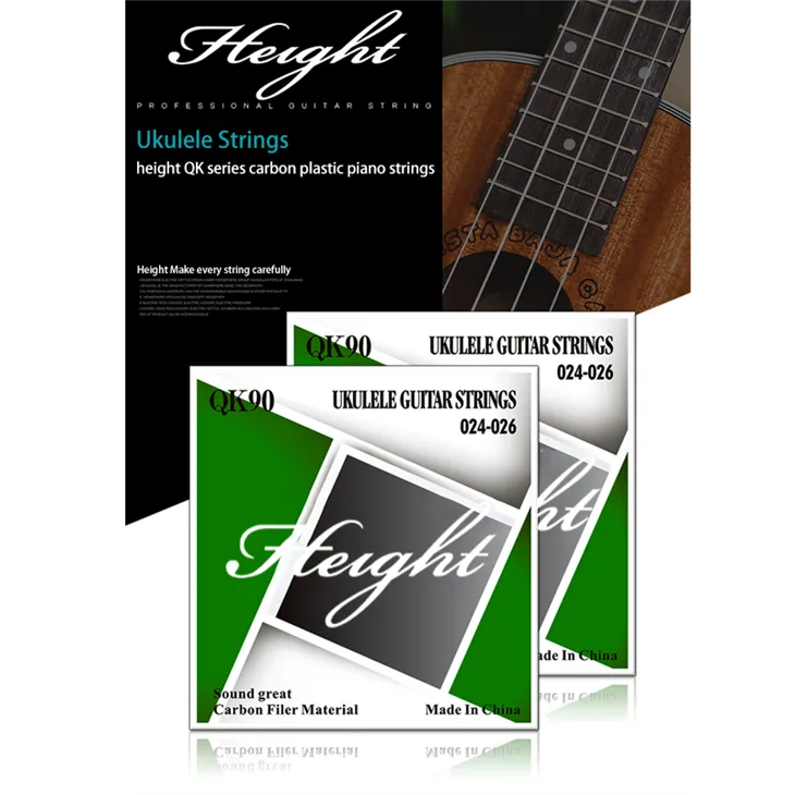 Height QK 90 UK Carbon Fiber Ukulele Strings - Clear Sound, Moderate Tension & Stable Tuning, Vacuum Sealed